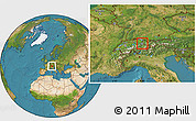 Gray Location Map of Liechtenstein, satellite outside