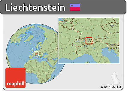 Gray Location Map of Liechtenstein, savanna style outside