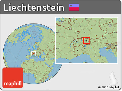 Gray Location Map of Liechtenstein, savanna style outside
