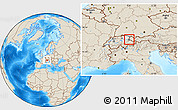 Gray Location Map of Liechtenstein, shaded relief outside