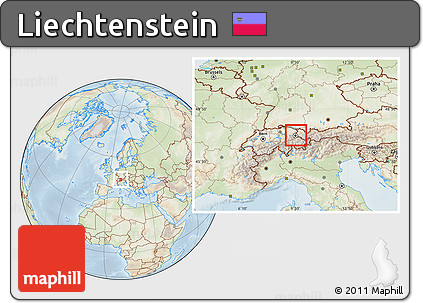 Physical Location Map of Liechtenstein, lighten