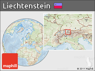 Physical Location Map of Liechtenstein, lighten