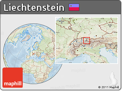 Physical Location Map of Liechtenstein, lighten
