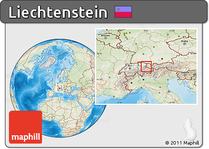 Physical Location Map of Liechtenstein, lighten, land only