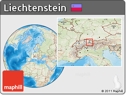 Physical Location Map of Liechtenstein, lighten, land only