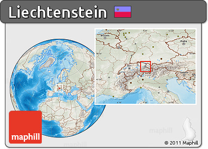 Physical Location Map of Liechtenstein, lighten, semi-desaturated, land only