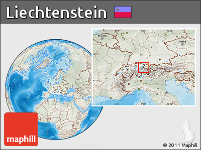Physical Location Map of Liechtenstein, lighten, semi-desaturated, land only