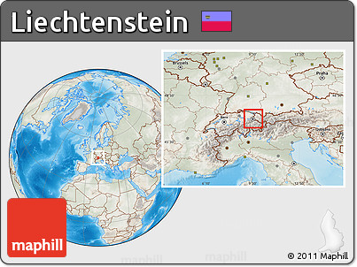 Physical Location Map of Liechtenstein, lighten, semi-desaturated, land only