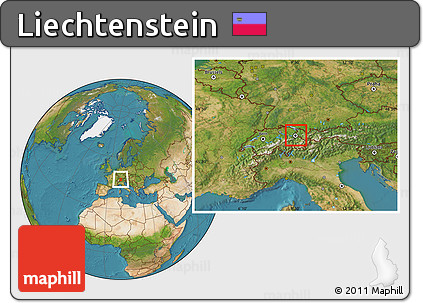 Physical Location Map of Liechtenstein, satellite outside