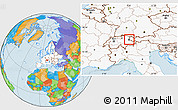Political Location Map of Liechtenstein, highlighted continent