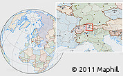 Political Location Map of Liechtenstein, lighten, semi-desaturated