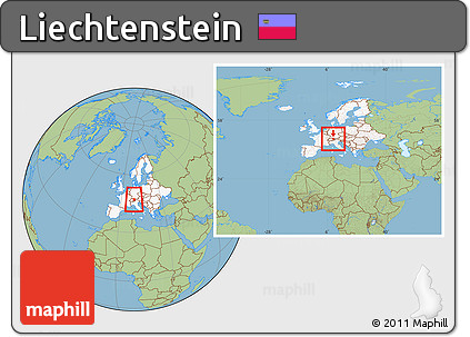 Savanna Style Location Map of Liechtenstein, highlighted continent, within the entire continent
