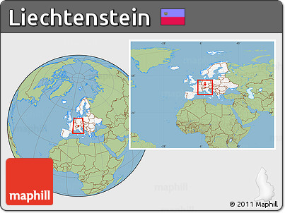 Savanna Style Location Map of Liechtenstein, highlighted continent, within the entire continent