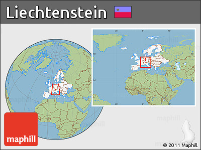 Savanna Style Location Map of Liechtenstein, highlighted continent, within the entire continent