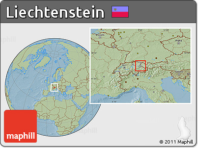 Savanna Style Location Map of Liechtenstein, hill shading outside