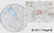 Savanna Style Location Map of Liechtenstein, lighten, desaturated, hill shading