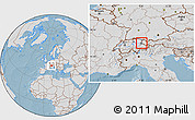 Savanna Style Location Map of Liechtenstein, lighten, desaturated, land only, hill shading