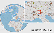 Savanna Style Location Map of Liechtenstein, lighten, desaturated, land only