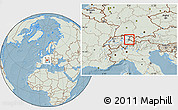 Savanna Style Location Map of Liechtenstein, lighten, land only, hill shading