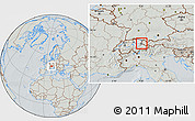 Savanna Style Location Map of Liechtenstein, lighten, semi-desaturated, hill shading
