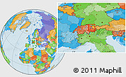 Savanna Style Location Map of Liechtenstein, political outside, hill shading