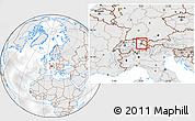 Shaded Relief Location Map of Liechtenstein, lighten, desaturated