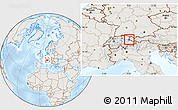 Shaded Relief Location Map of Liechtenstein, lighten