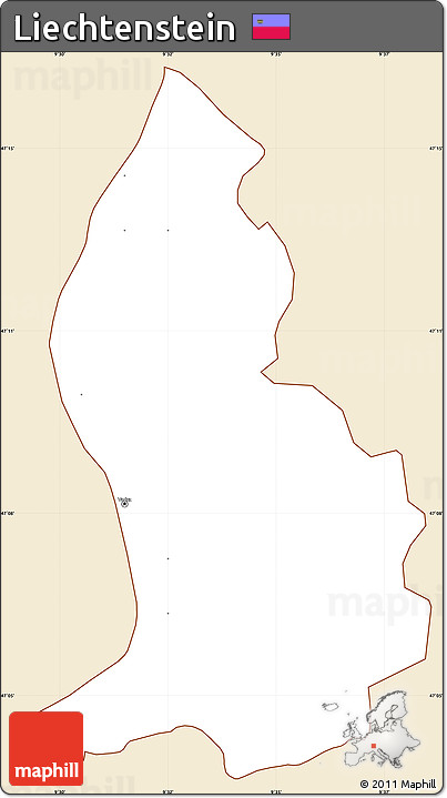 Classic Style Simple Map of Liechtenstein, single color outside
