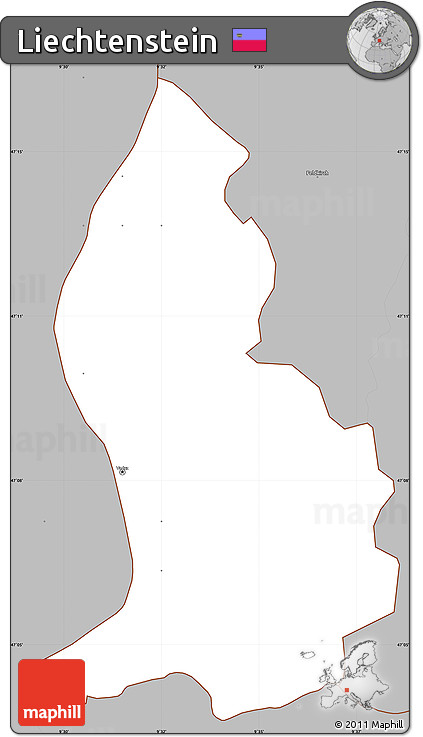 Gray Simple Map of Liechtenstein