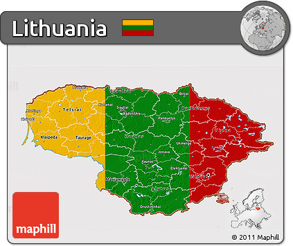 Flag 3D Map of Lithuania, flag rotated