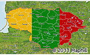 Flag 3D Map of Lithuania, satellite outside, bathymetry sea, flag rotated
