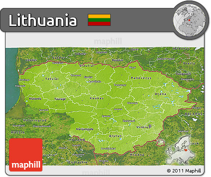 Physical 3D Map of Lithuania, satellite outside