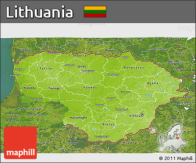 Physical 3D Map of Lithuania, satellite outside