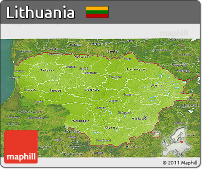 Physical 3D Map of Lithuania, satellite outside