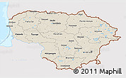 Shaded Relief 3D Map of Lithuania, single color outside, bathymetry sea