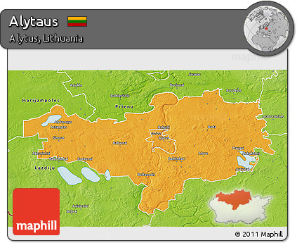 Political 3D Map of Alytaus, physical outside