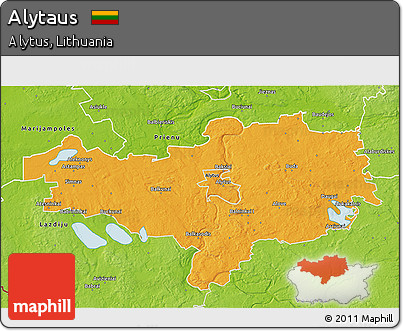 Political 3D Map of Alytaus, physical outside