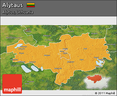 Political 3D Map of Alytaus, satellite outside