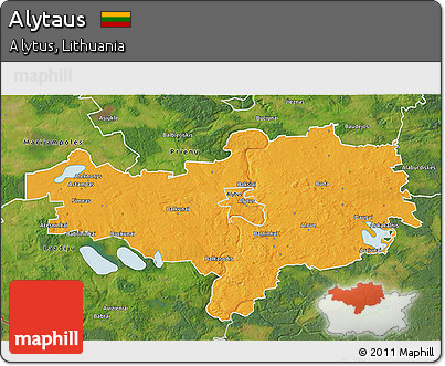 Political 3D Map of Alytaus, satellite outside