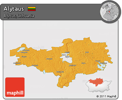 Political 3D Map of Alytaus, single color outside