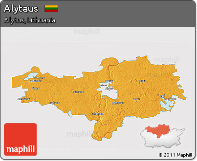 Political 3D Map of Alytaus, single color outside