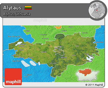 Satellite 3D Map of Alytaus, political outside