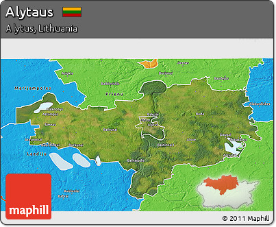 Satellite 3D Map of Alytaus, political outside