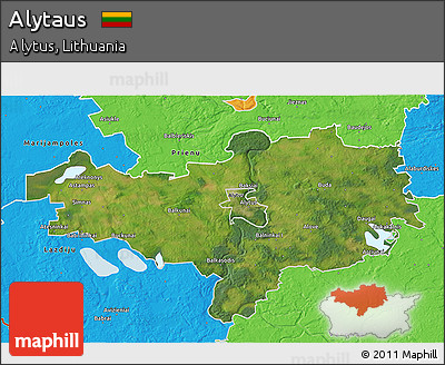 Satellite 3D Map of Alytaus, political outside