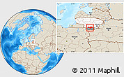 Shaded Relief Location Map of Alytaus, highlighted country, highlighted parent region