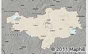 Shaded Relief Map of Alytaus, darken, semi-desaturated