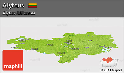 Physical Panoramic Map of Alytaus, cropped outside