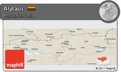 Shaded Relief Panoramic Map of Alytaus