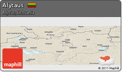 Shaded Relief Panoramic Map of Alytaus