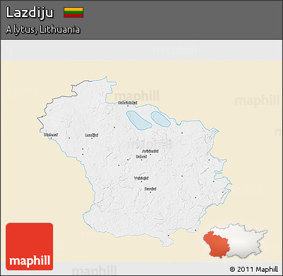 Classic Style 3D Map of Lazdiju, single color outside